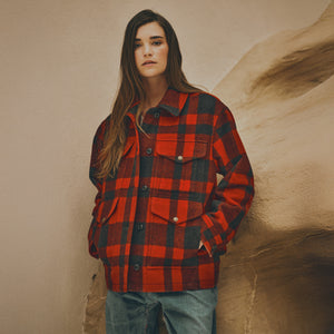 Women's mackinaw wool cruiser jacket by Filson | Red/black plaid (Red)