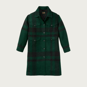 Women's wool long cruiser coat by Filson | Otter green / black (Green)