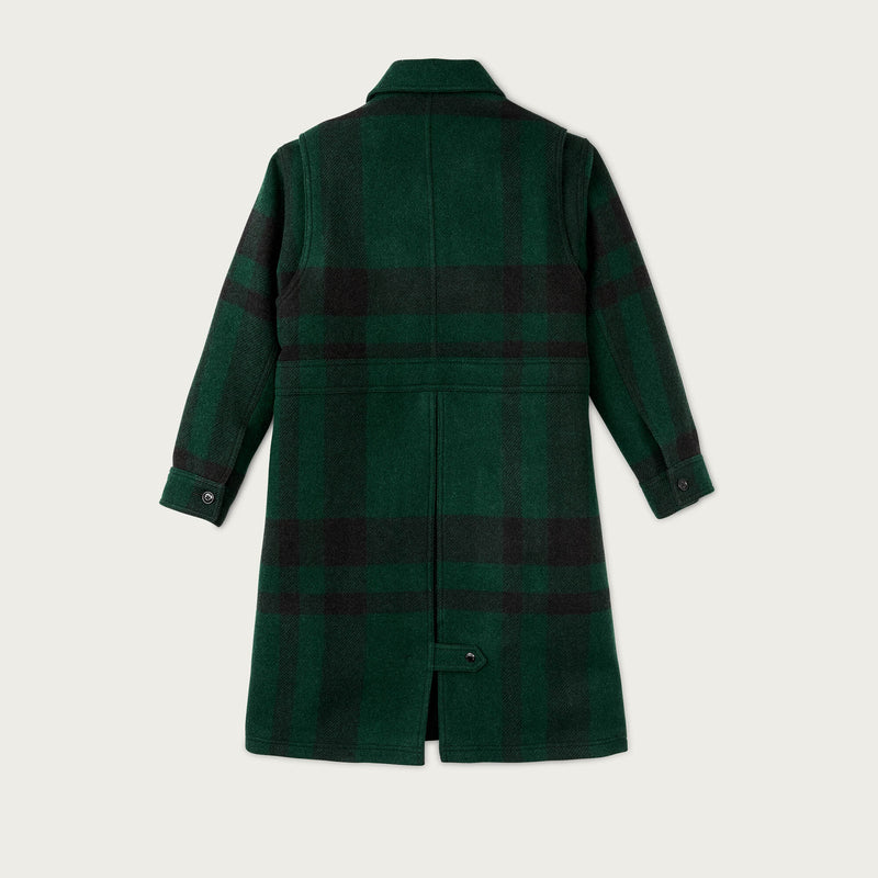 Women's wool long cruiser coat by Filson | Otter green / black (Green)