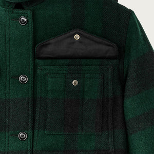 Women's wool long cruiser coat by Filson | Otter green / black (Green)