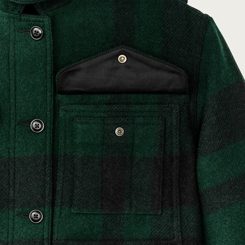 Women's wool long cruiser coat by Filson | Otter green / black (Green)