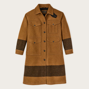 Women's wool long cruiser coat by Filson | Whiskey / black stri (Brown)