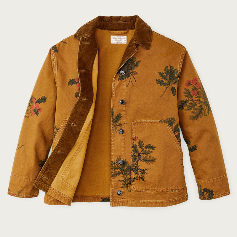 Women's canvas barn coat by Filson | Botanical flower (Yellow)