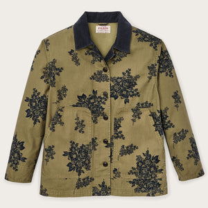 Women's canvas barn coat by Filson | Olive / floral print (Green)