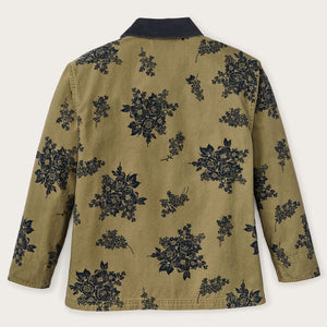 Women's canvas barn coat by Filson | Olive / floral print (Green)