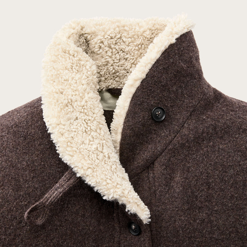 Manteau kodiak femme à col châle par Filson | Brown / yellow strip (Brown)