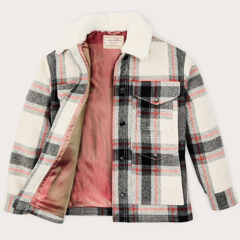 Women’s mackinaw wool shearling cruiser jacket par Filson | Cream / red / black (Multicolor)