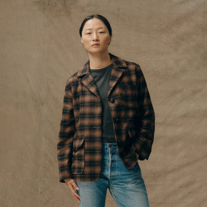 Women’s unconstructed wool blazer by Filson | Bronze brown plaid (Brown)