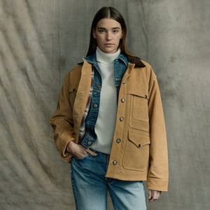 Women’s suede leather cruiser jacket by Filson | Dark tan