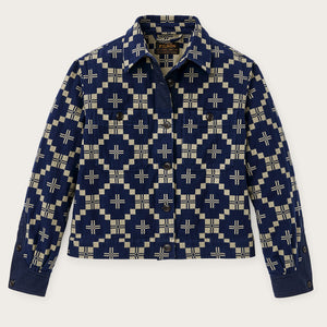 Women's colchuck short jacket by Filson | Navy / sage jacquard (Blue)
