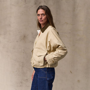 Women's dry wax short work jacket by Filson | Quail tan (Yellow)