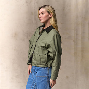 Women's dry wax short work jacket by Filson | Slate olive (Green)