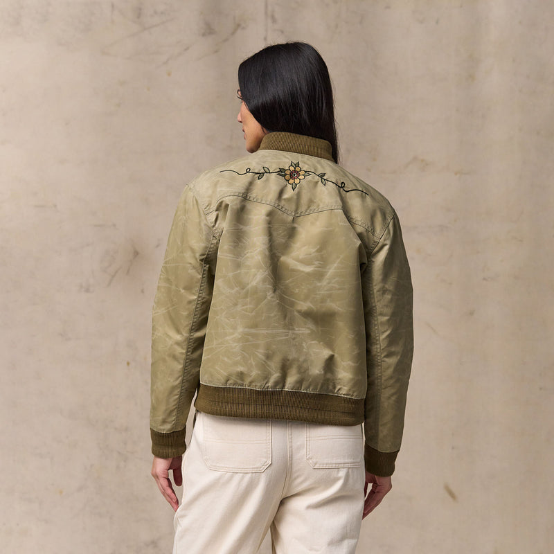 Women's western satin jacket by Filson | Silver sage (Beige)
