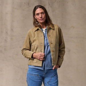 Women's short suede barn jacket by Filson | Light gray (Beige)