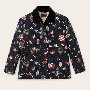 Women's canvas barn coat by Filson | India ink print (Blue)