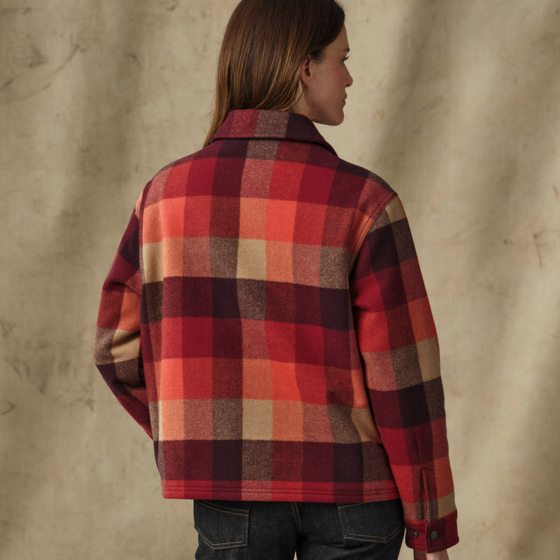 Women's spokane insulated jacket by Filson | Red / burgundy plaid (Red)