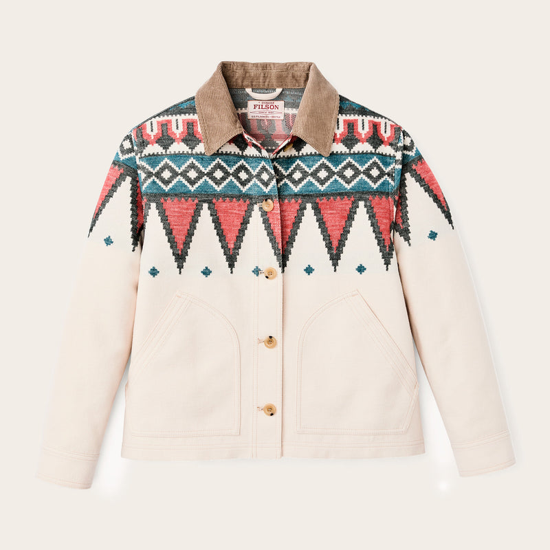 Women's colchuck short jacket by Filson | Sand / teal multi (White)