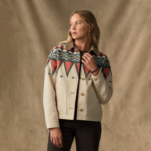 Women's colchuck short jacket by Filson | Sand / teal multi (White)
