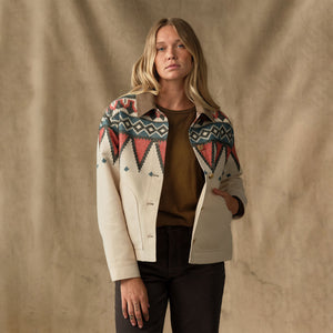 Women's colchuck short jacket by Filson | Sand / teal multi (White)