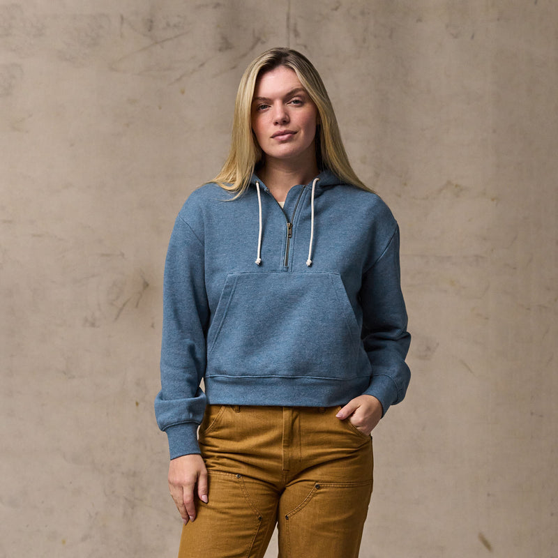 Women's french terry half-zip hoodie by Filson | Light blue (Blue)