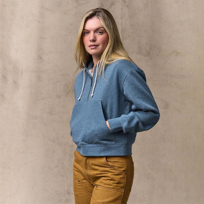 Women's french terry half-zip hoodie by Filson | Light blue (Blue)