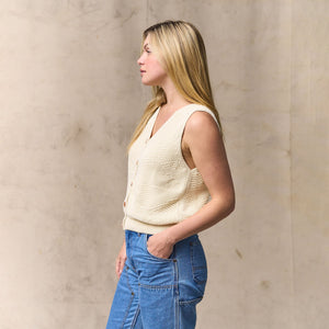Women's cotton sweater vest by Filson | Ivory (White)