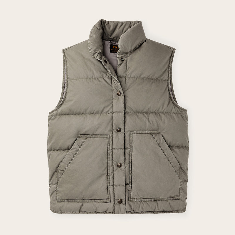 Women's heritage cotton down vest by Filson | Smokey olive (Gray)