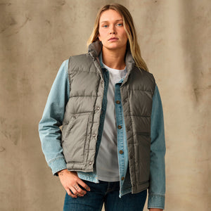 Women's heritage cotton down vest by Filson | Smokey olive (Gray)