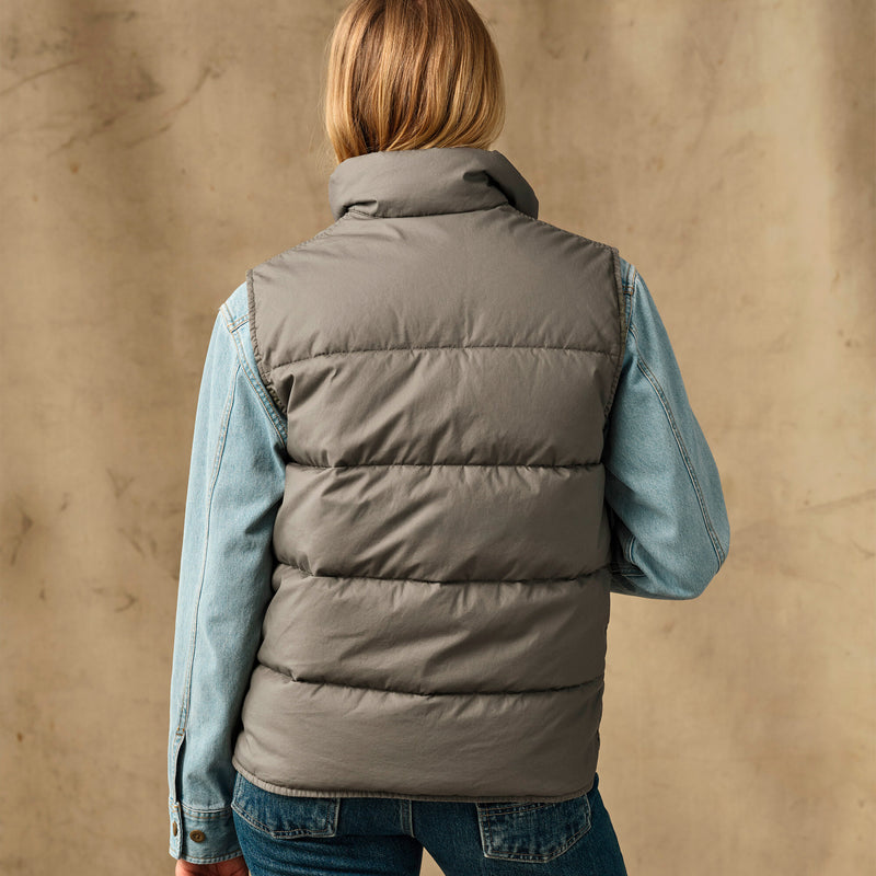 Women's heritage cotton down vest by Filson | Smokey olive (Gray)