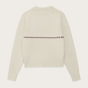 Women's wool crewneck sweater by Filson | Oyster/black cherry (Beige)