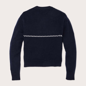 Women's wool crewneck sweater by Filson | Navy horse (Blue)