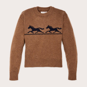 Women's wool crewneck sweater by Filson | Mustard horse (Brown)