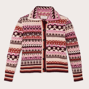 Women's fair isle cardigan by Filson | Burgundy/cream multi (Multicolor)