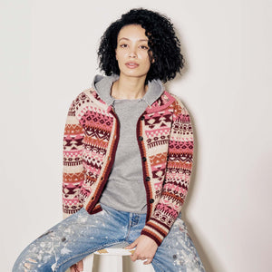 Women's fair isle cardigan by Filson | Burgundy/cream multi (Multicolor)