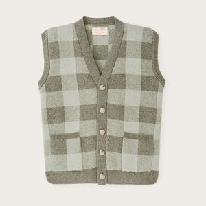 Gilet cardigan femme en laine par Filson | Olive check (Green)