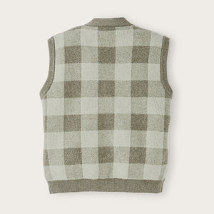 Gilet cardigan femme en laine par Filson | Olive check (Green)