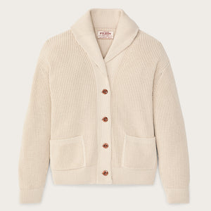 Women's cotton shawl neck cardigan by Filson | Natural (White)