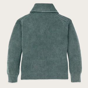 Women's cotton shawl neck cardigan by Filson | Juniper (Green)