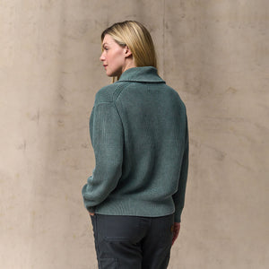 Women's cotton shawl neck cardigan by Filson | Juniper (Green)