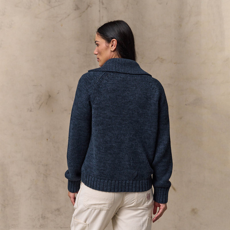 Women's cotton full-zip cardigan by Filson | Navy / marl (Blue)