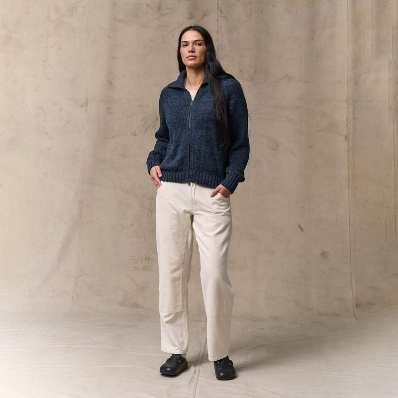 Women's cotton full-zip cardigan by Filson | Navy / marl (Blue)