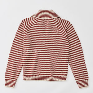 Women's cotton full-zip cardigan by Filson | Brick / sand stripe (Red)