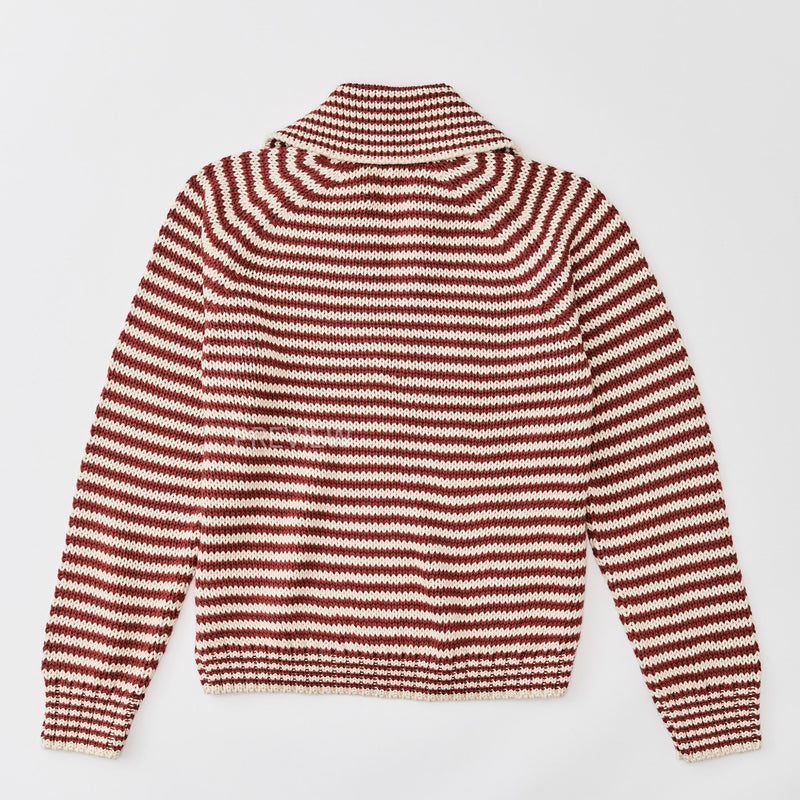 Women's cotton full-zip cardigan by Filson | Brick / sand stripe (Red)
