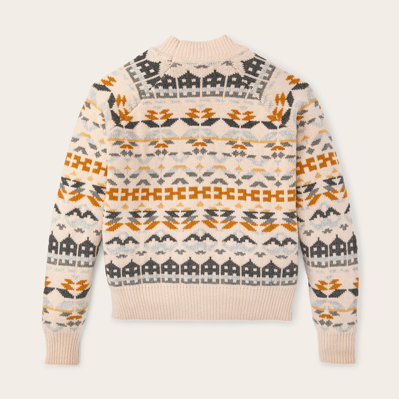 Women's fair isle merino sweater by Filson | Cream / blue jacquar (Beige)