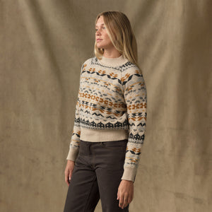 Women's fair isle merino sweater by Filson | Cream / blue jacquar (Beige)