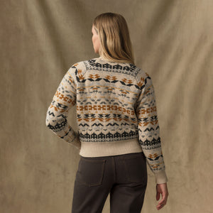 Women's fair isle merino sweater by Filson | Cream / blue jacquar (Beige)