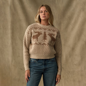 Women's wildlife wool sweater by Filson | Cream / brown (Beige)
