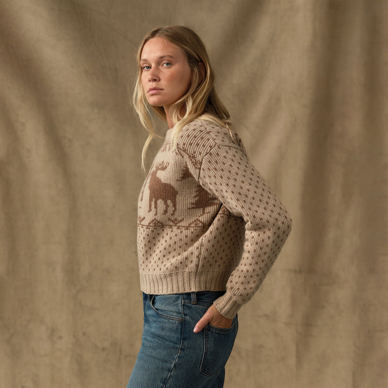 Women's wildlife wool sweater by Filson | Cream / brown (Beige)