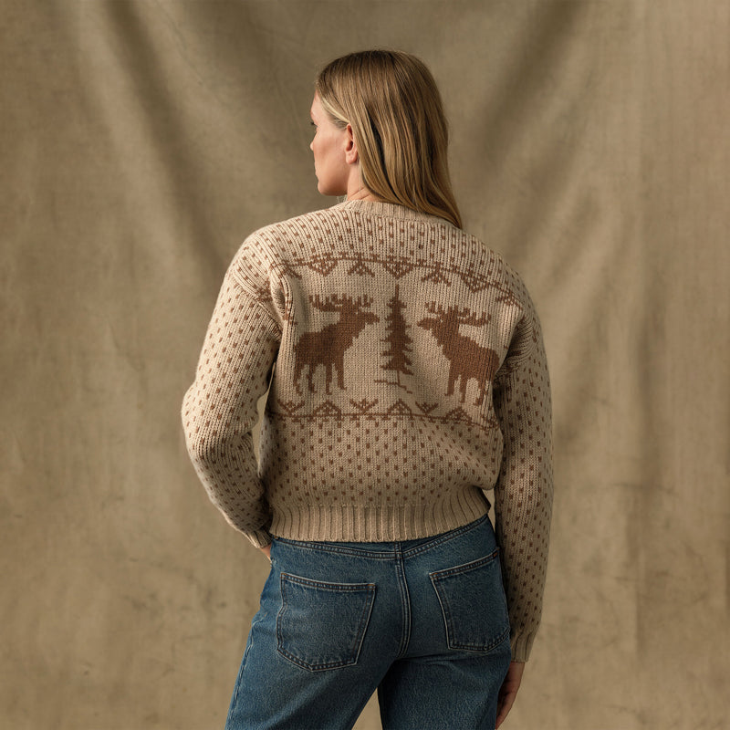 Women's wildlife wool sweater by Filson | Cream / brown (Beige)
