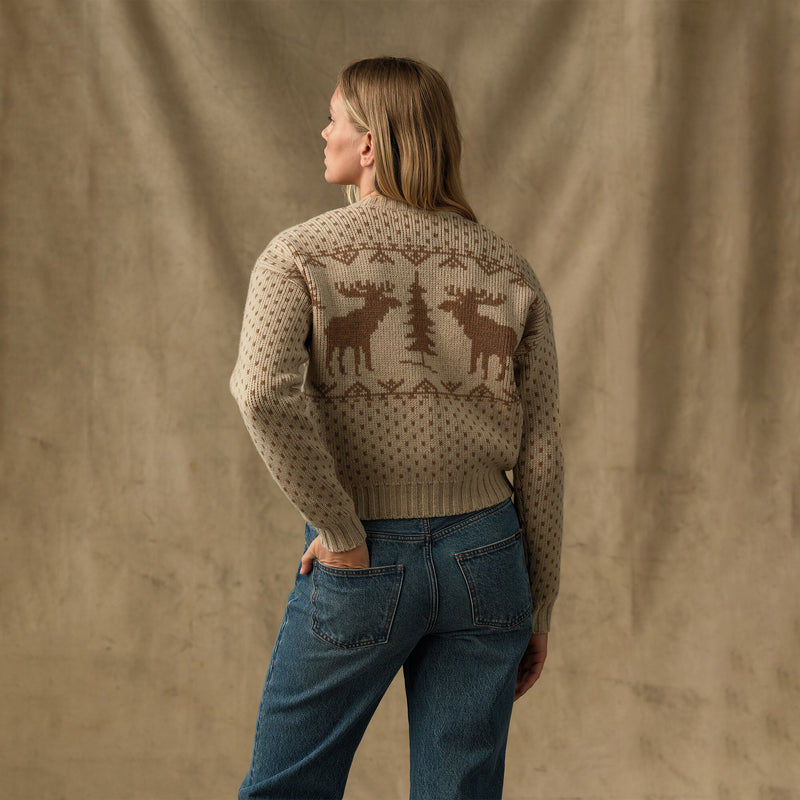 Women's wildlife wool sweater by Filson | Cream / brown (Beige)